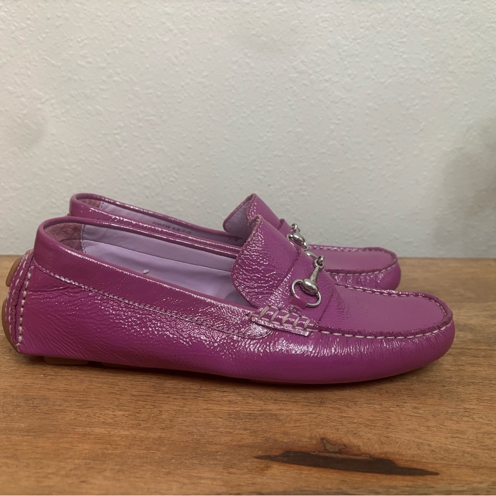 Cole Haan Purple Metallic Leather Driving Loafers